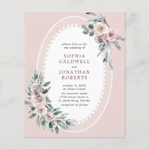 Papier Budget tout en un dusty Rose Floral Mariage Invita