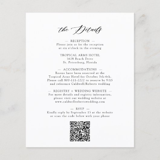 Papier Budget tout en un élégant Mariage de calligraphie (Dos)