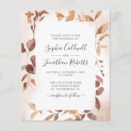 Papier Budget tout en un Eucalyptus Frame Mariage Invitat (Devant)