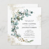Papier Budget tout en un Eucalyptus Gold Mariage Invitati (Devant / Derrière)