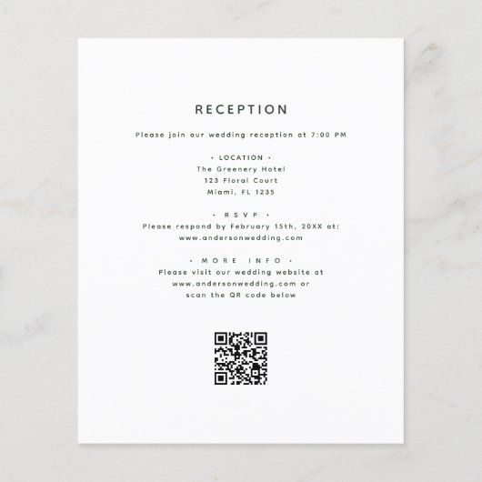 Papier Budget tout en un Eucalyptus QR Code Mariage (Dos)