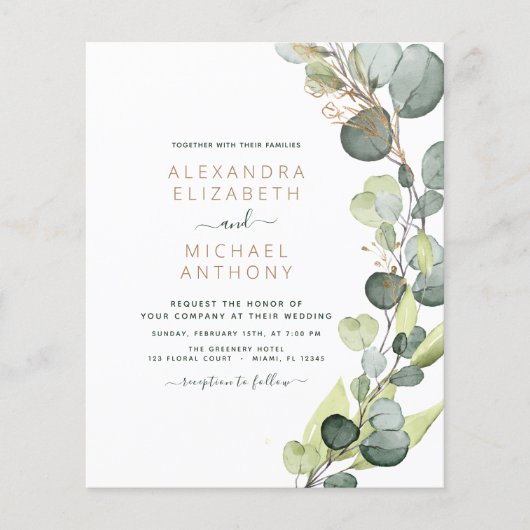 Papier Budget tout en un Eucalyptus QR Code Mariage (Devant)