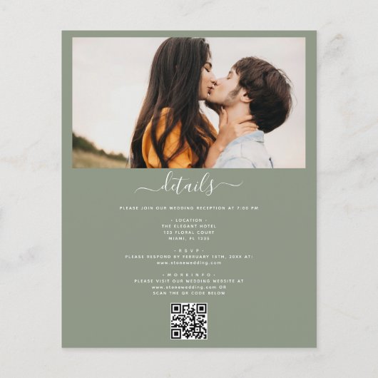 Papier Budget tout en un Eucalyptus QR Code Mariage (Dos)