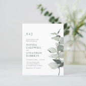 Papier Budget tout en un Eucalyptus QR Code Sage Mariage (Debout devant)