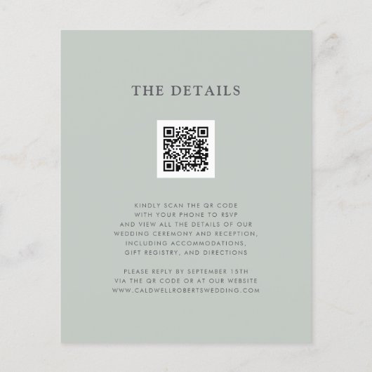 Papier Budget tout en un Eucalyptus QR Code Sage Mariage (Dos)