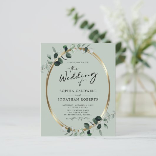 Papier Budget Tout en un Eucalyptus Sage Mariage Invitati (Debout devant)
