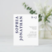 Papier Budget tout en un Faire-part de mariage bleu marin (Debout devant)