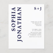 Papier Budget tout en un Faire-part de mariage bleu marin (Devant)