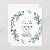 Papier Budget tout en un Faire-part de mariage Eucalyptus (Devant / Derrière)
