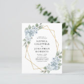 Papier Budget tout en un Faire-part de mariage floral ble (Debout devant)