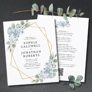 Papier Budget tout en un Faire-part de mariage floral ble