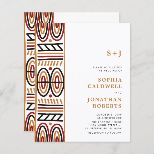 Papier Budget tout en un Faire-part de mariage Motif Afri (Devant / Derrière)