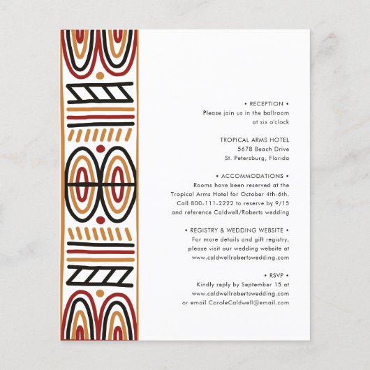 Papier Budget tout en un Faire-part de mariage Motif Afri (Dos)