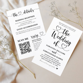 Papier Budget tout en un Faire-part de mariage noir et bl