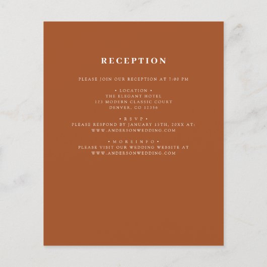 Papier Budget tout en un Faire-part de mariage orange brû (Dos)