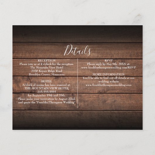 Papier Budget Tout en un Faire-part de mariage photo rust (Dos)