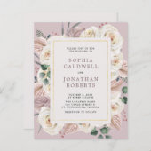 Papier Budget tout en un Faire-part de mariage Roses blan (Devant / Derrière)