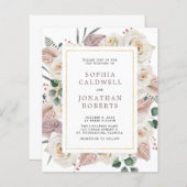 Papier Budget tout en un Faire-part de mariage Roses blan (Devant / Derrière)