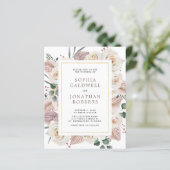 Papier Budget tout en un Faire-part de mariage Roses blan (Debout devant)