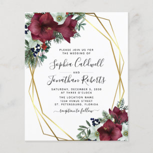 Papier Budget Tout en un Mariage Floral Bourgogne Inviter