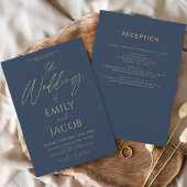 Papier Budget Tout en Un Mariage Navy Blue Or Script