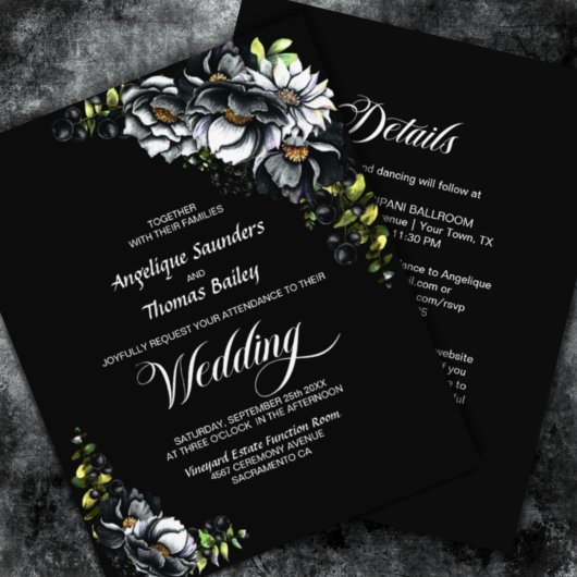 Papier Budget Tout en un Moody Black Floral Mariage