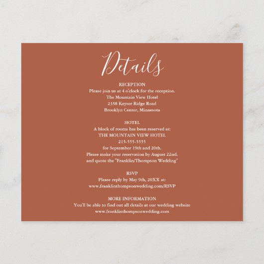 Papier Budget Tout en un Photo Mariage en terre cuite Inv (Dos)