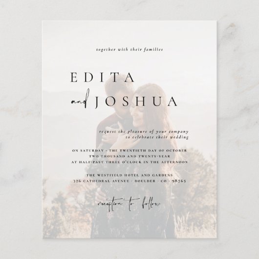 Papier Budget Tout en un QR Code Elegant 2 Mariage photo (Devant)