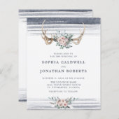 Papier Budget Tout en un Rose et Antlers Mariage Invitati (Devant / Derrière)