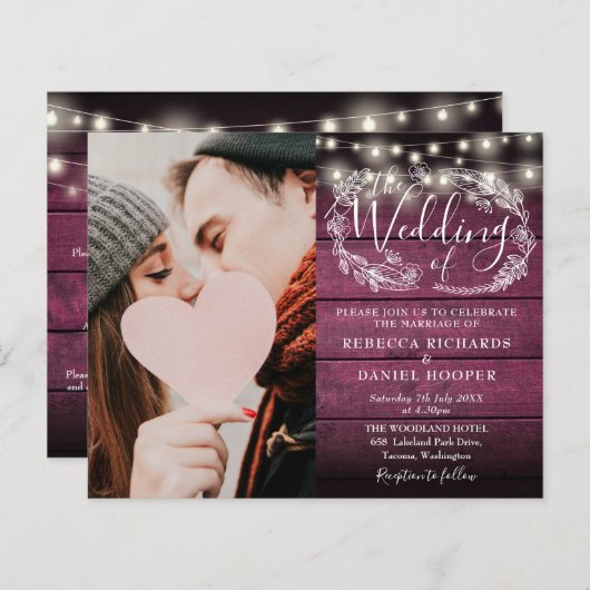 Papier Budget Tout en un Rouge Rustique photo Mariage Inv (Devant / Derrière)