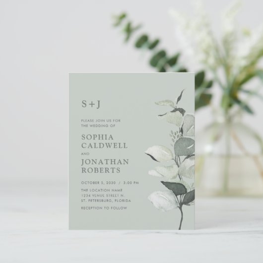 Papier Budget Tout en un seul Sage Eucalyptus Mariage Inv (Debout devant)
