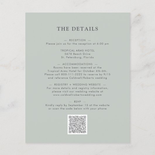 Papier Budget Tout en un seul Sage Eucalyptus Mariage Inv (Dos)