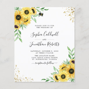 Papier Budget Tout en un tournesol Bee Mariage Invitation