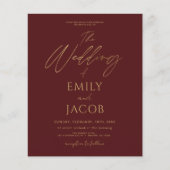 Papier Budget tout en une Bourgogne or Mariage QR Code (Devant)