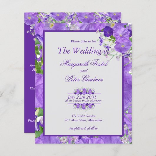 Papier Budget Tout en une Fleurs et cadre violet (Devant / Derrière)