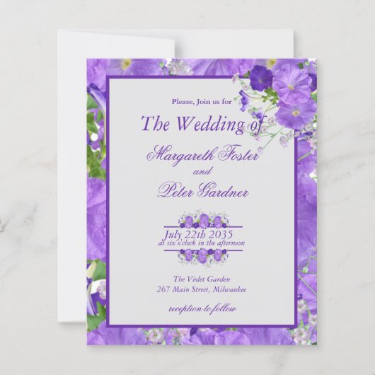 Papier Budget Tout en une Fleurs et cadre violet (Devant)