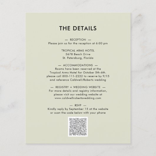 Papier Budget tout en une seule Moody Floral Faire-part d (Dos)