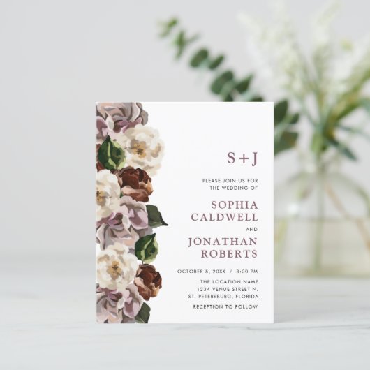 Papier Budget tout en une seule Moody Floral Faire-part d (Debout devant)