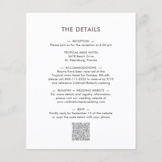 Papier Budget tout en une seule Moody Floral Faire-part d (Dos)