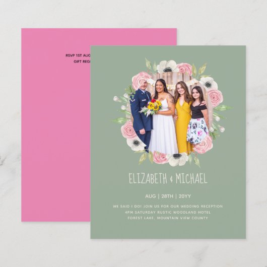 Papier Budget Trending PHOTO Mariage Invitations de récep (Devant / Derrière)