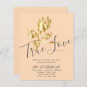 Papier BUDGET Trending True Love Gold Rose Wedding Invite