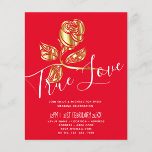 Papier BUDGET Trending True Love Gold Rose Wedding Invite