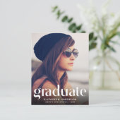 Papier Budget Trendy 2 Photo Blue Graduation Faire-part (Debout devant)