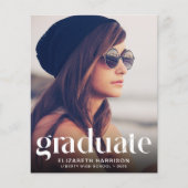 Papier Budget Trendy 2 Photo Blue Graduation Faire-part (Devant)