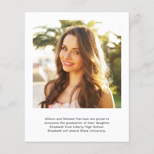 Papier Budget Trendy 2 Photo Graduation Faire-part (Dos)