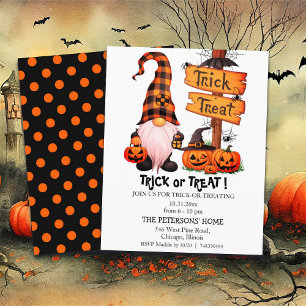 Papier Budget Trick or Treat Cute Gnome Invitation
