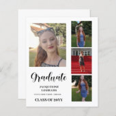 Papier Budget Trois Photos Faire-part de graduation (Devant / Derrière)
