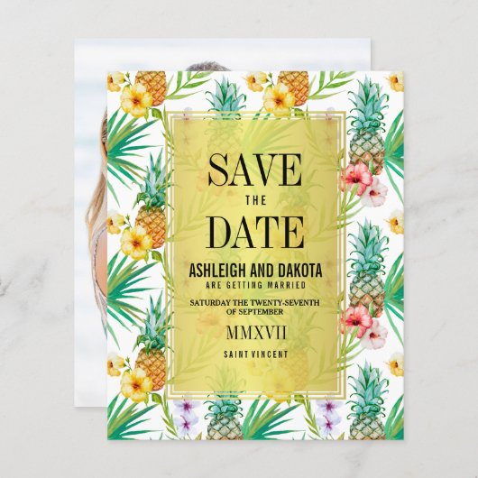 Papier Budget Tropical Ananas & Hibiscus Enregistrer La D (Devant / Derrière)