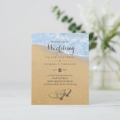 Papier Budget Tropical Beach Hearts in Sand Mariage Invit (Debout devant)