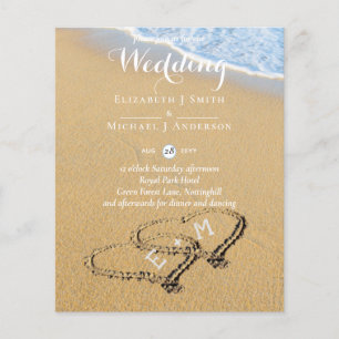 Papier Budget Tropical Beach Hearts in Sand Mariage Invit